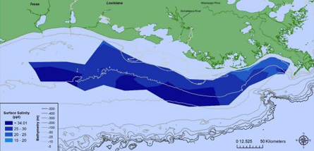 Map of surface salinity data