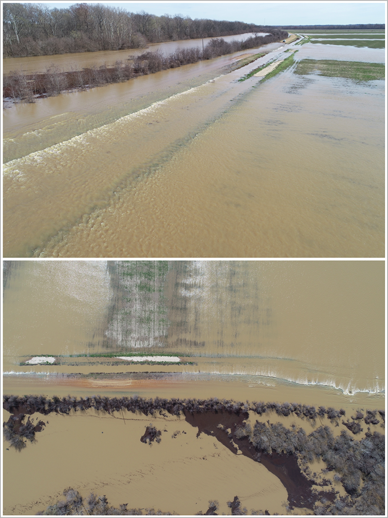 flooded roadway in west central Mississippi