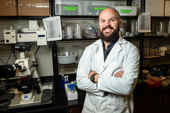 Matthew Brown pictured in his laboratory at Mississippi State