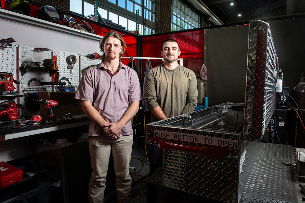 Ryden Smith, an MSU mechanical engineering graduate student and Wesley Cameron, a senior mechanical engineering major