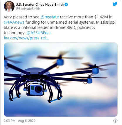 Senator Cindy Hyde-Smith's post about MSU