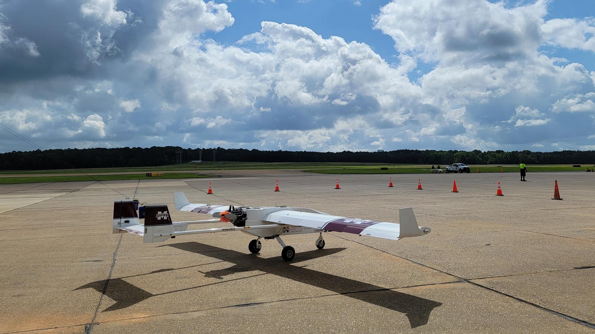 MSU's Tiger Shark on the runway of the Jackson-Medgar Wiley Evers International Airport