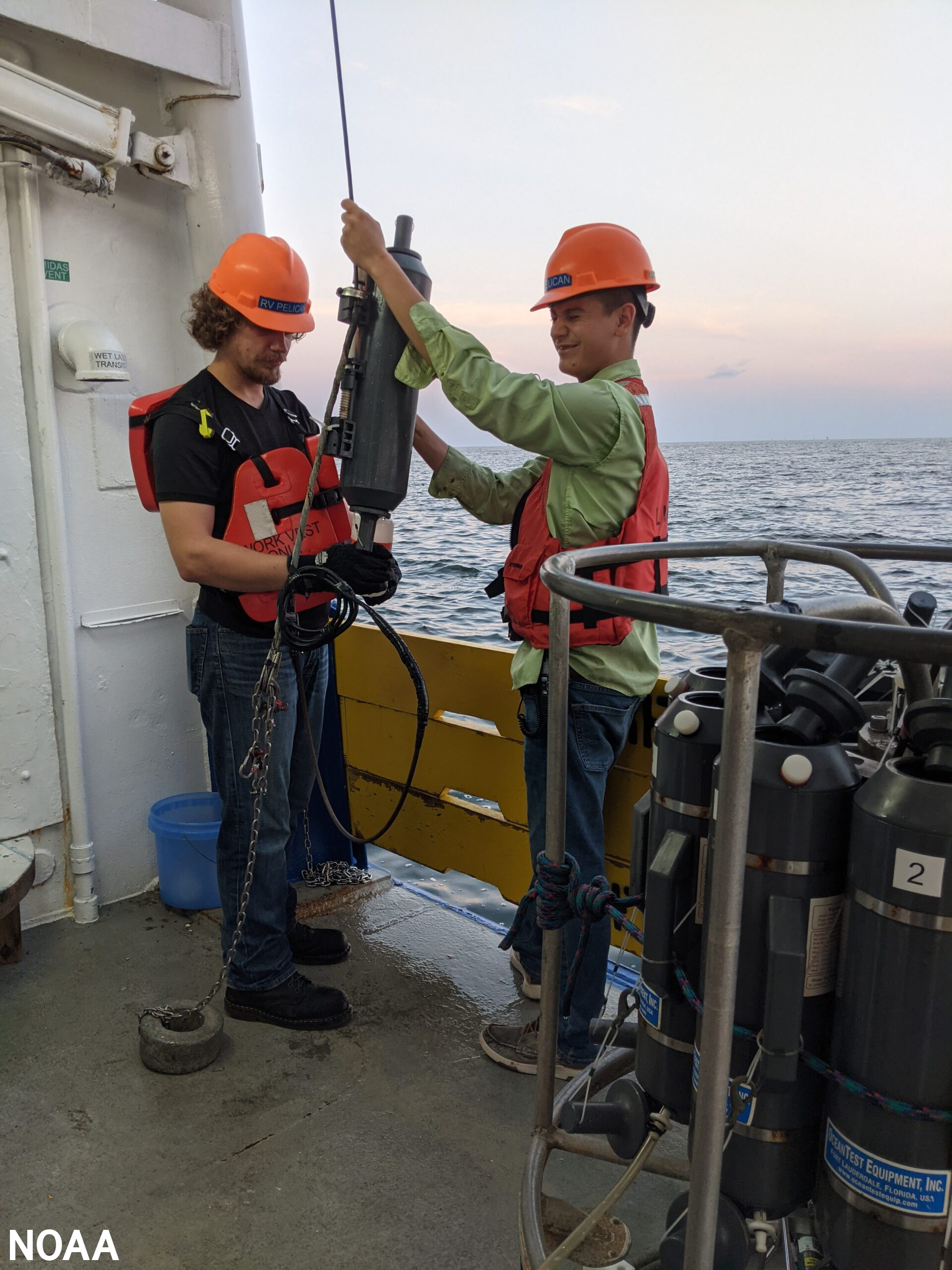 Scientists prepare to verify oxygen measurements used to determine the size of the Gulf of Mexico hypoxic zone.