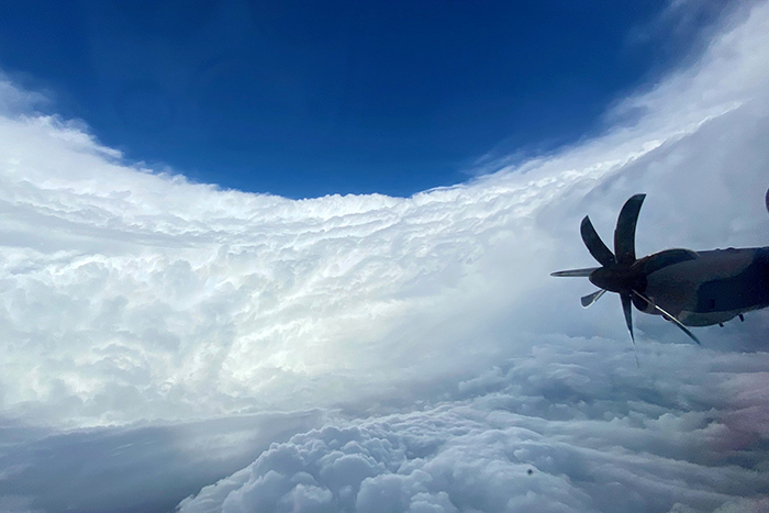 Inside eyewall of hurricane