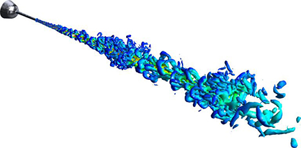Supercritical spray velocity contour