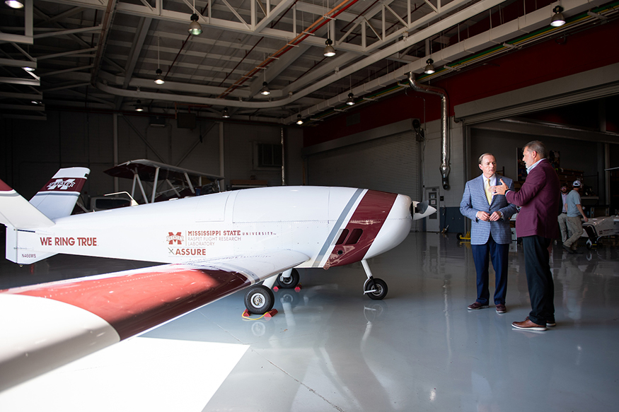 : MSU President Mark E. Keenum, left, and Raspet Flight Research Lab Director Tom Brooks