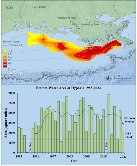Map of measured Gulf hypoxia zone
