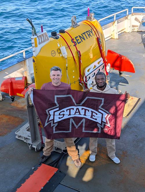 Adam Skarke and Ramon Kalski on ship