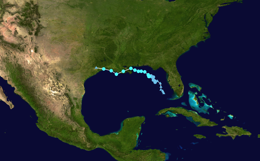 Tropical storm Bertha's path