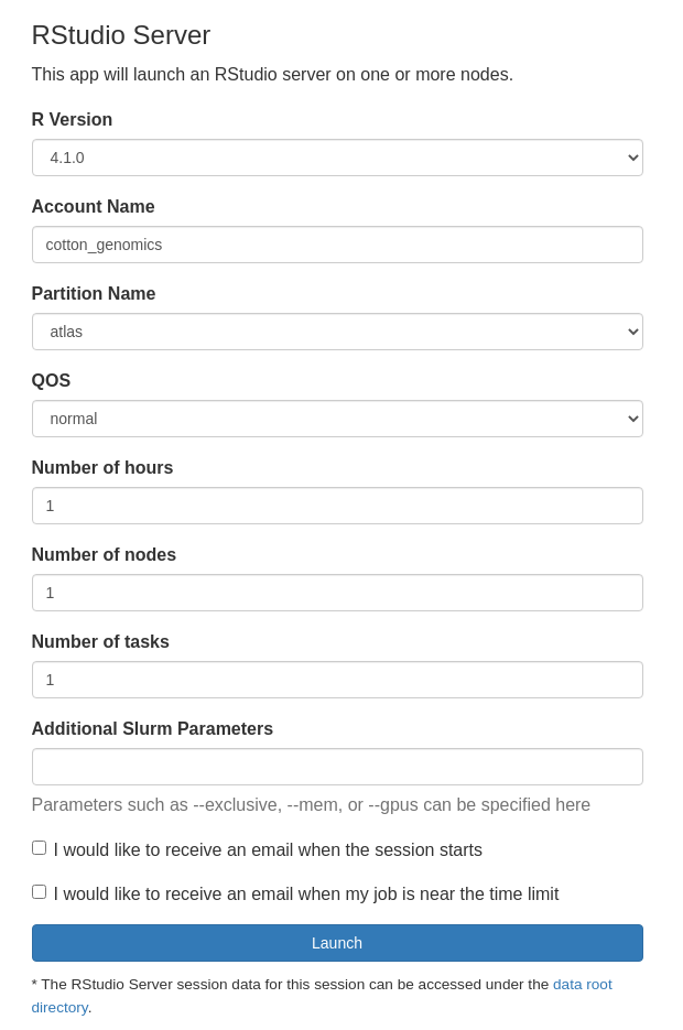 OnDemand Matlab application parameters selection