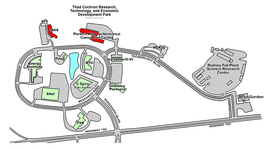 Map of Thad Cochran Research, Technology, and Economic Development Park