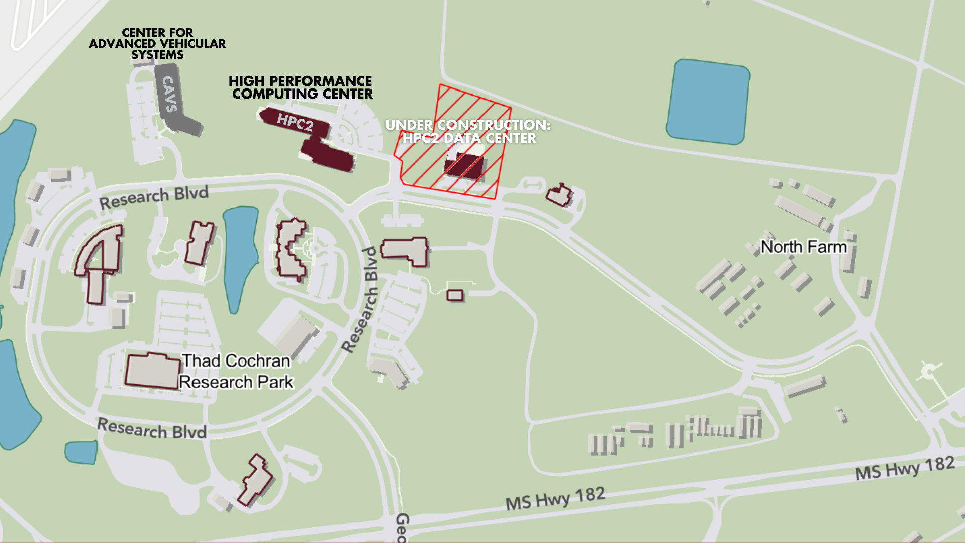 Map of Thad Cochran Research, Technology, and Economic Development Park